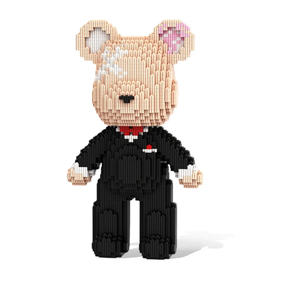 HOOLEDAY Bridegroom Bear Micro Building Blocks Set (2350 Pieces), with Black Suit Design, Wedding Decoration Present for Lovers Men & Women