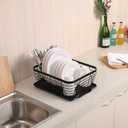 TQVAI Kitchen Dish Drainer Rack with Drying Board and Full-Mesh Silverware Utensils Holder, Black