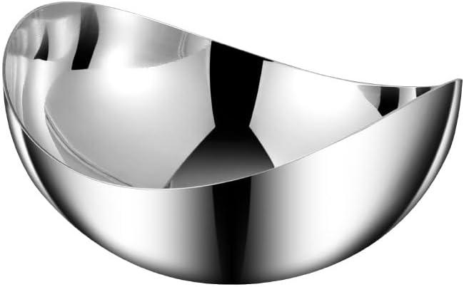 304 Stainless Steel Oval Serving Bowl Salad Fruit Bowl for Kitchen Counter Home Decorative Bowls for Veggies,Candy,Nut,Silver (8", Oval)