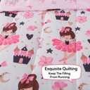 lishjekee Kids Zipper Bedding Twin 4 Pieces Pink Ballet Girls Comforter Cute Flower Bedding Set Zip Up Bed in A Bag Kawaii Stars Castle Bed Sets with Fitted Sheet Pillowcases Home Decor
