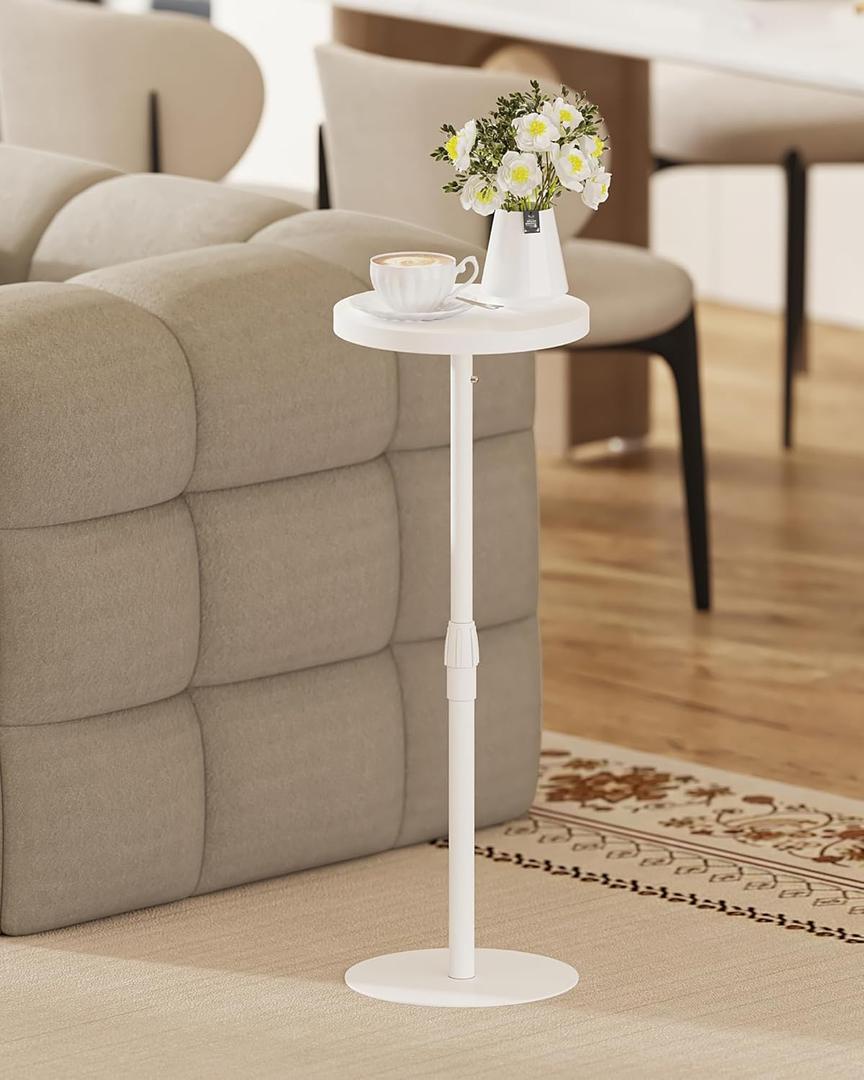 TUTOTAK Tall Round Side Table, Small End Table, Drink Table, Pedestal Side Table, livingroom, White TB01BW096