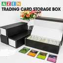AZEN 12 Pack Trading Card Storage Box, Hold 11000+ Standard Trading Cards, Cardboard Storage Box with 20 Dividers and 12 Labels for Sports TCG Magic Mtg Card