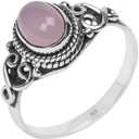 Rose Quartz Ring 925 Sterling Silver Statement Ring For Women - Size 7 - Stone Gemstone Christmas Gifts Ring Jewelry