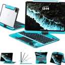 Transparent Case with Keyboard for iPad Air 13 Inch (M3/M2, 2025/2024), iPad Pro 12.9 Inch (6/5/4/3 Gen),7-Color Backlit,Magic Wireless Keyboard, 360Rotating,with trackpad,Pencil Holder,Blue