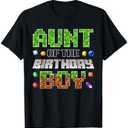 Aunt of The Birthday Boy Game Pixel Number Birthday Party T-Shirt S