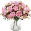 MARTINE MALL 4 Packs Peonies Artificial Flowers, Light Pink Artificial Peonies, Silk Peonies Flowers Fake Peonies Artificial Flowers Peonies Bouquet for Centerpiece Table Wedding Party Home Decor