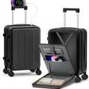 20 Inch Expandable Carry on Luggage Airline Approved with Front Pocket | Hardshell Suitcase, Cup Holder, Laptop Compartment, USB Charging Port, Brake Spinner Wheels, TSA Lock for Travel
