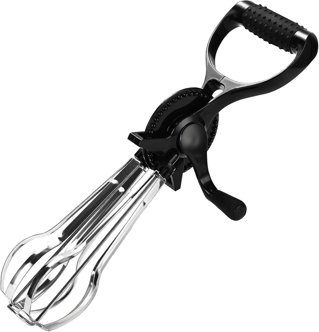 Fox Run Stainless Steel Manual Hand Mixer, Black Retro Style Egg Beater, 13" x 4"