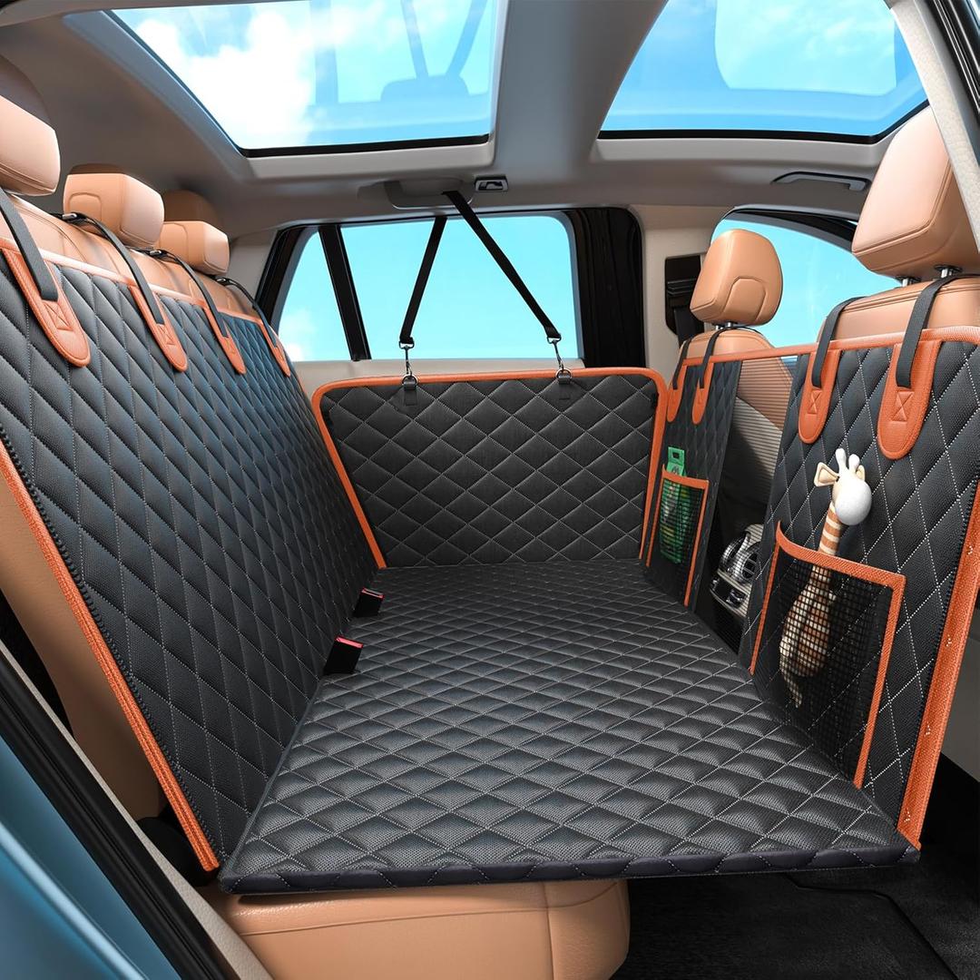 Voivey Waterproof Back Seat Extender for Dogs, 2025 Upgrade Up to 500lbs Dog Car Seat Cover for Back Seat with Dog Car Seat Belt, Anti-Scratch! Safer! Easy to Use & Clean