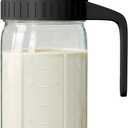 Breast Milk Pitcher, Mason Jar 32 oz, Wide Mouth Jar with Green Flip Cap Lid and Pour Spout, Heavy Duty Airtight Seal for Freshness and Convenience, Great for Cold Beverages and Home Entertaining (Black)