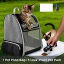 Cat Carrier Soft Sided Pet Carrier Backpack Airline Approved cat Bag for Cats & Dogs - Collapsible, 270° Breathable Design with 1 Pet Poop Bag+ 5 Leak-Proof Pee Pads, Ideal for Small/Medium Pets
