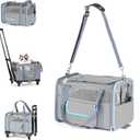 Pet Carrier for Small Pet, Cat Dog Carrier for Car Soft Sided Dog Rolling Crate Cat Travel Bag up to 20 Lbs (Blue-Grey)