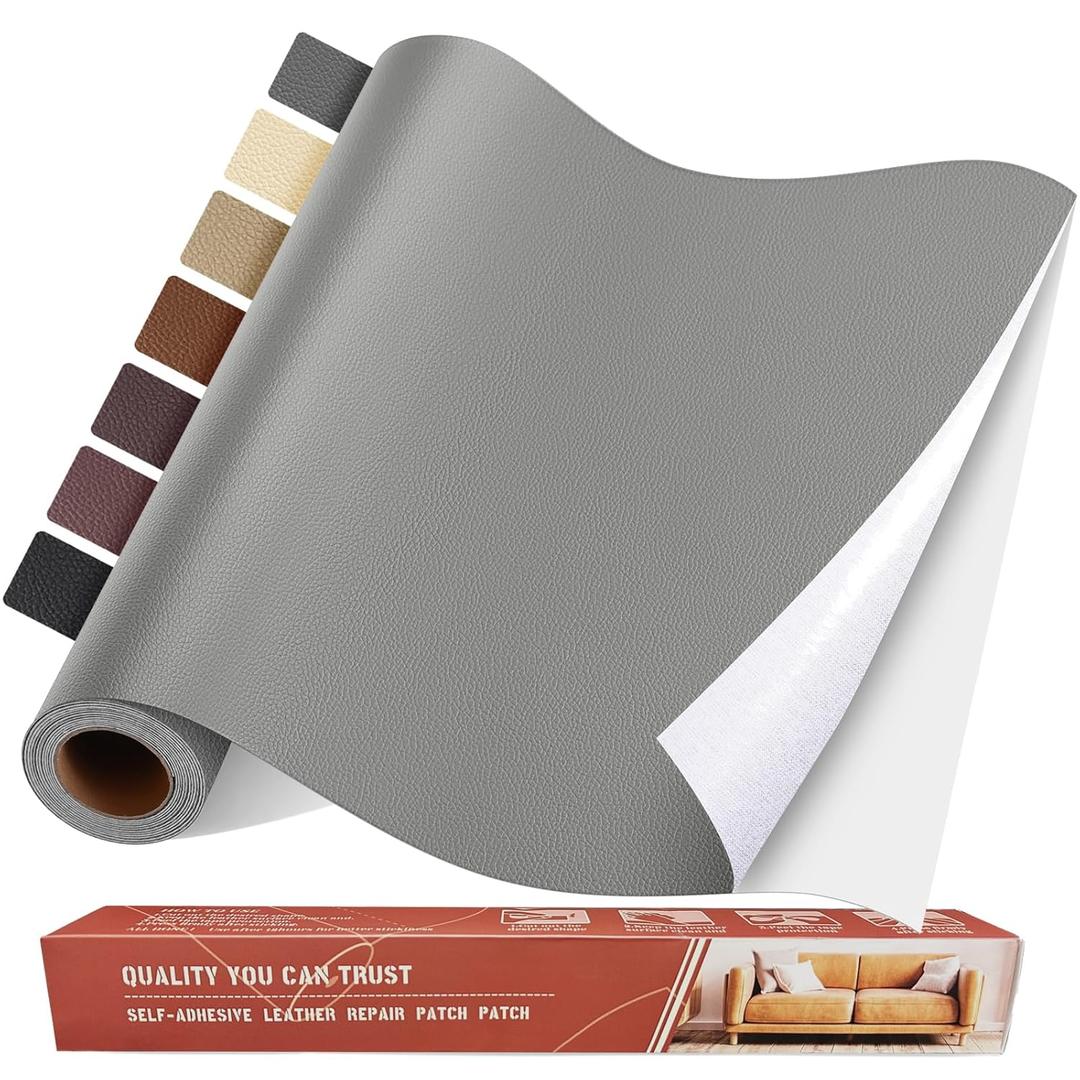 Self Adhesive Leather Repair Patch Kit, 31.5 in x 16 in Large Vinyl Leather Repair Tape for Furniture, Car Seat, Couch, Sofa, Chair Grey (31.5x16 inch)