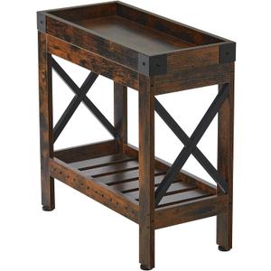 Narrow Side Table, Slim End Table,Sofa Side Table, End Table Nightstand for Bedroom, Living Room, Small Spaces (Rustic Brown)