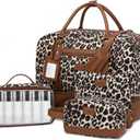 Wogarl Weekender Bags for Women Large Overnight Bag Weekend Travel Duffel Bag Carry on Shoulder with Shoe Compartment Toiletry Bag for Travel Business Gym (Brown Leopard-2)
