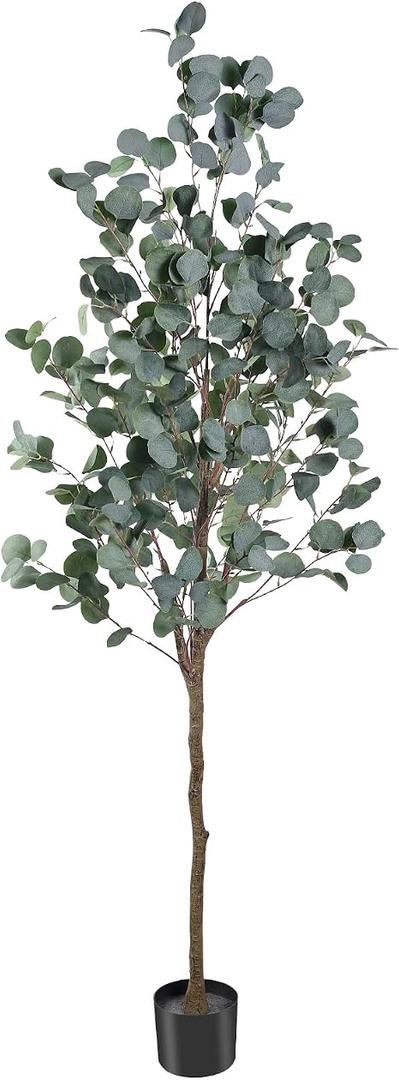 5FT Tall Faux Eucalyptus Tree, Artificial Plants with Realistic Trunk and Lifelike Leaves for Home Office Decor 5FT Fake Tree for Home House Office DÃ©cor