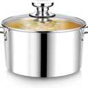4 Quart 3-Ply Cooking Stock Pot with Lid, P&P CHEF Stainless Steel Large Pot for Pasta Soup, Work on Multi Stove, Heavy Duty & Dishwasher Safe, Dual Heat-resistant Handles & Transparent Glass Lid