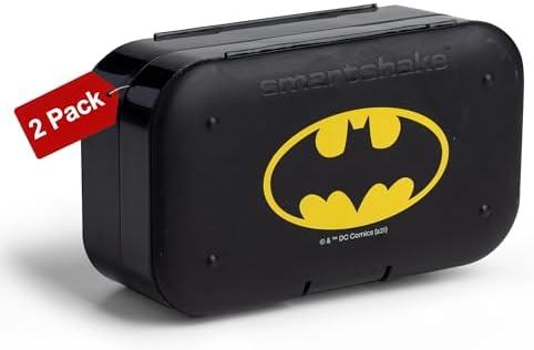 Smartshake DC Comics Pill Box Organizer (Pack of 2) Portable Size, BPA Free - Medicine Storage Box for Daily Use - 7-Day Portable Pill case for Travel, Vitamin, and Supplement (Batman)