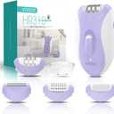 Epilator for Women-Cordless Epilators Hair Removal for Women, 4-in-1 Electric Razor Hair Remover, 2 Speeds & 21 Tweezers for Face Legs Arms Armpit Bikini, Purple HR310
