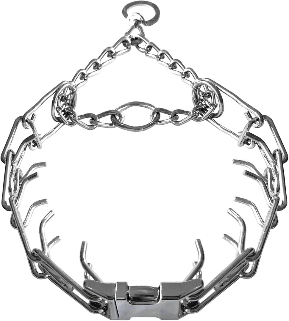 o Pull ollar Adjustable Dog Collar for Small Medium Large Dogs (M/L(17-21" Neck, 3.5mm), Silver)