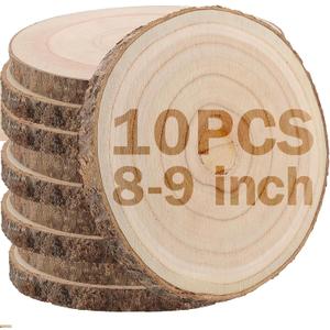 Wood Slices,Wood Slices for Centerpieces Table Decorations,Unfinished Rounds Wood for Crafts,Wood Slice for Rustic Wedding Decoration Projects, Natural Paulownia Wooden Slabs (8-9 inch 10 Pcs)