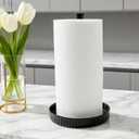 VROOMIUM Paper Towel Holder Countertop, Ceramic Base Easy-to-Clean, 1.5 lbs, 7" B x 12.5" H, Stable Elegant and Durable Kitchen Roll Stand, Classic Black