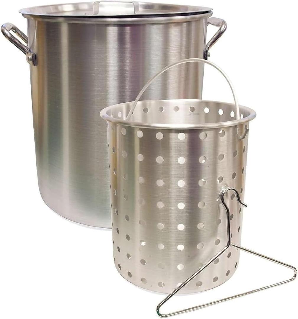 Camp Chef Aluminum Pot & Basket - Includes Lid, Basket & Removal Hook - Perfect for Boiling, Simmering & Steaming - Easy-to-Clean Cooking Pot - 24 Quart Pot