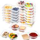 2 x 20 PCS Snack Containers with Lid,reusable snack containers with lids,Leakproof Dipping Containers with Compartments,snackle box container,snack pack containers,Double Compartment Condiment Containers