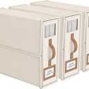 3 Pack Foldable Bed Sheets Set Organizers and Storage(King & Queen Size),Linen Fabric Closet Organizers with Window,Folding Bedding Storage Box for Bedsheets and Pillow Cube Organizer-Beige