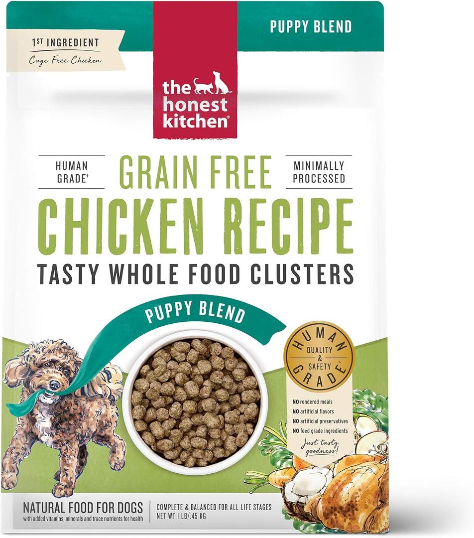 2 x The Honest Kitchen Whole Food Clusters Puppy Grain Free Chicken Dry Dog Food, 1 lb Bag