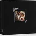Lanpn Scrapbook Photo Album 12x12, Linen Window Design Cover Top Load 3 Ring Folder Binder Photobook Photo Book 12 x 12 inch with 30 Plastic Sleeves 60 Pages Black