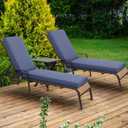 Aoodor 72" x 21" Patio Chaise Lounger Cushions, Fade-Resistant and Water-Resistant Olefin Fabric Slipcovers with Sponge Foam, Set of 2, Dark Blue