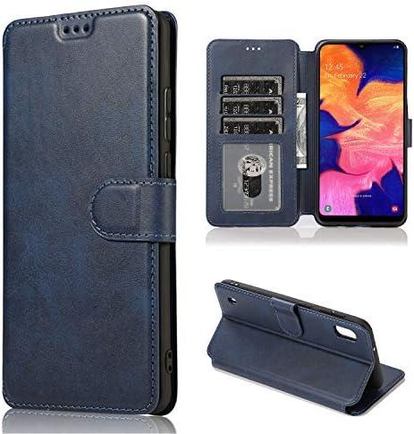QLTYPRI Case for Samsung Galaxy A50, Premium PU Leather Simple Wallet Case [Card Slots] [Kickstand] [Magnetic Closure] Shockproof Flip Cover for Samsung Galaxy A50 - Blue