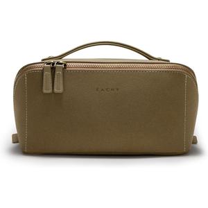 EACHY Travel Makeup Bag, Large Capacity Cosmetic Bag for Women, Waterproof PU Leather, Flat Open Portable Toiletry Bag for Skincare, Brushes & Travel Essentials (Medium, JA-Green)