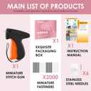 Stitch Gun for Clothes - Handheld Stitch Gun Quick Clothing Fixer - Tagging Gun - Includes 6 Needle, 1000 Black Fasteners & 1000 White Fasteners