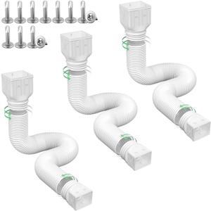 3 pack Flexible Rain Gutter Downspout Extensions,Drain Downspout Extender,Gutter Extension Flexible,Down Spout Drain Extension Pipes,Extendable from 21 to 60 Inches (3pcs white)