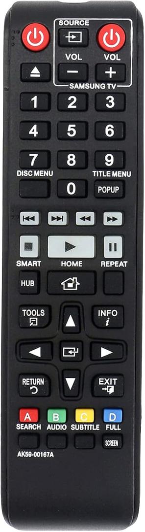 AK59-00167A Replace Remote fit for Samsung Smart 3D Blu-ray DVD Player UBD-K8500 BD-F6500 BD-F7500 BD-JM63 BD-JM63C BD-J6300 BD-J6300/ZA BD-JM63 BD-JM63C BD-F7500/ZA BD-F6700 BD-J7500 BD-J7500