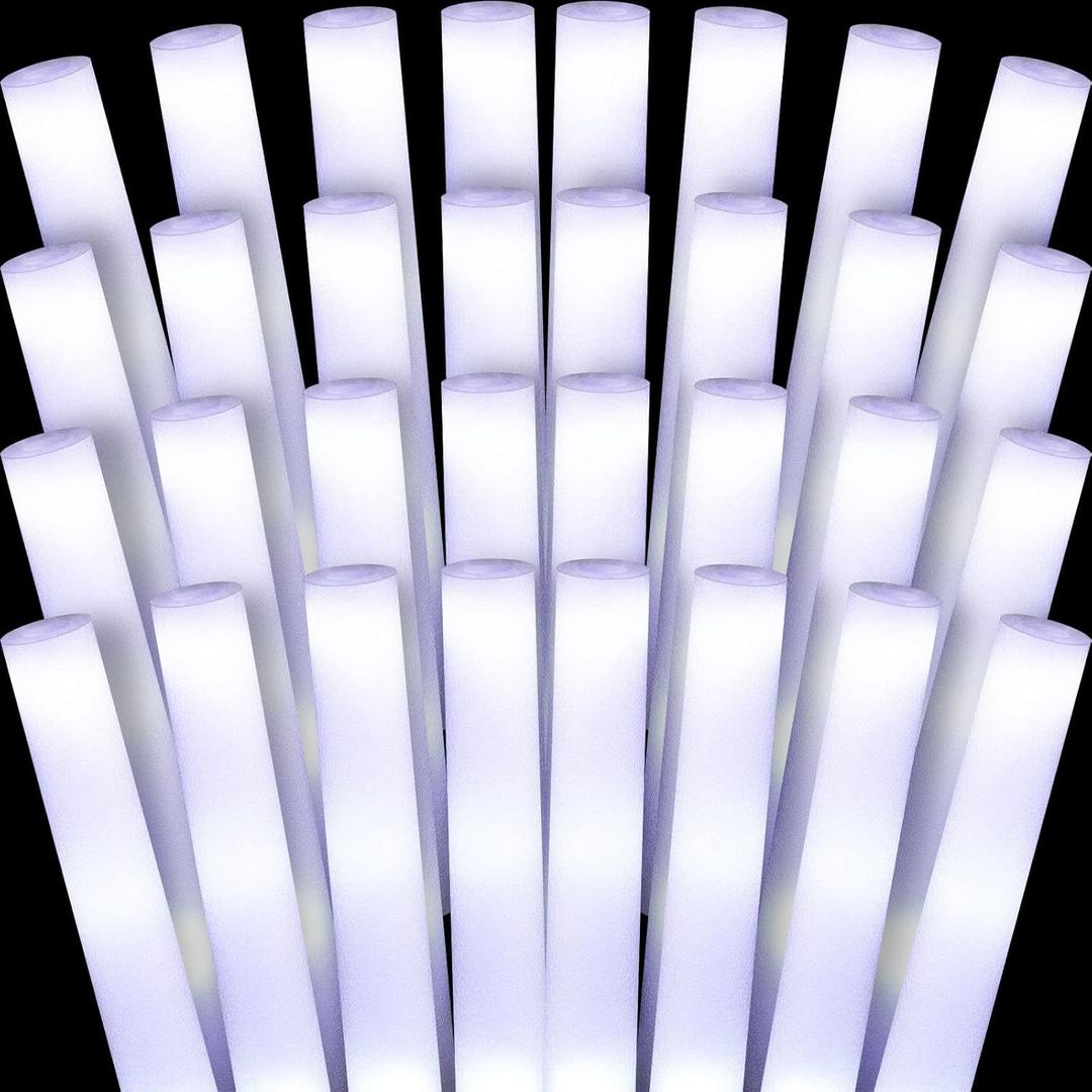 Liliful 100 Pcs Glow LED Cheer Sticks Light up Glow Sticks Wedding Wand for Birthday Wedding Bridal Shower Raves Carnival Concert Glow in the Dark Party Favors Supplies(White)
