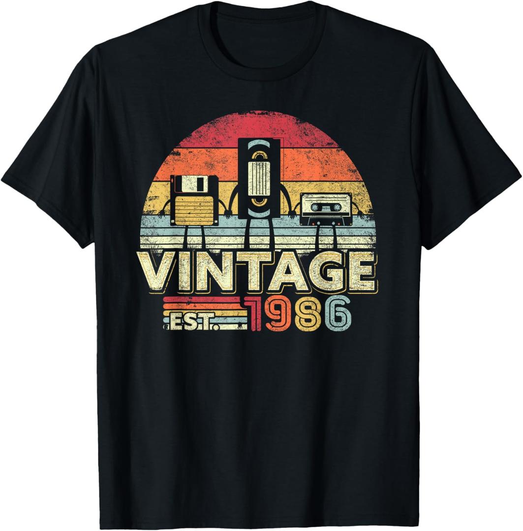 1986 Birthday Vintage T-Shirt Retro Vintage Tee T-Shirt, Size L