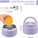BABHAMNESS 13.5oz Soup Thermo for Hot Food Kids Insulated Vacuum Food Jar with Buckle Lid,Wide Mouth Leakproof Stainless Steel Lunch Container with Spoon-Purple