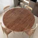 LUSHVIDA Round Waterproof Table Cover Elastic Vinyl Fitted Tablecloth Elastic Edged Plastic Table Cloth (Oak, Best for Up to 36"-44" Round)