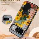 Shorogyt for Google Pixel 9/for Pixel 9 Pro Wallet Case with Card Holder - Sunflower Cat Design Kickstand for Magnetic Clasp Back Flip Folio Leather Phone Cases for Pixel 9/9 Pro Case for Women Girls