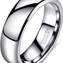 TRUMIUM 2mm 4mm 6mm 8mm Tungsten Wedding Band Ring for Men Women Silver/Rose Gold Plated/Rainbow/Gold Plated Domed High Polish Engagement Promise Rings Comfort Fit 4-15