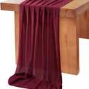10 Pieces 10Ft Chiffon Table Runners Burgundy Sheer Rustic Wedding Table Runner Elegant Bridal Party Decorations 27x120 Inches