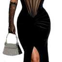 Rhinestone Embellished Formal Gowns and Evening Dresses for Women 2025 (Small, Black-c6801)