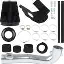 3.5 Inch Cold Air Intake Filter Kit & Heat Shield for Silverado 1500 2014-2018; Sierra 1500 2014-2018; for Cadillac Escalade Suburban Yukon Tahoe 15-20 5.3L 6.2L V8 (Silver Tube & Black Filter)