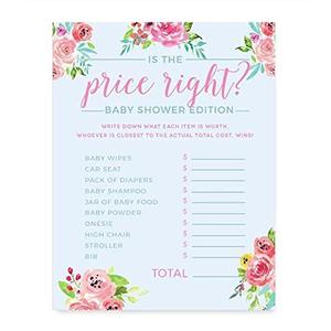 Andaz Press Pink Roses English Tea Party Tea Party Baby Shower Collection, is The Price Right Game Cards, 20-Pack, Games Activities and Decorations, Pack Of 6