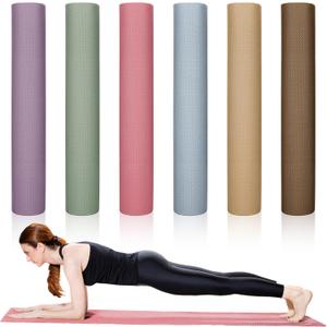 Timgle 6 Pack Yoga Mats Bulk 68 x 24 Inches Non Slip Exercise Yoga Mat 4 mm Thick Anti Slip Tear Resistant Sports Gym for Fitness Stretching Home Workout and Studio