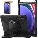 BATYUE Case for Samsung Galaxy Tab S10 Ultra /S9 Ultra /S8 Ultra 14.6 2024/2023 /2022 SM-X920/X926B/X910/X900, Shockproof Protective Tablet Case with Shoulder Strap, Kickstand, Black