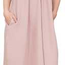 Women's Cotton Nightgowns Soft Loose Gauze Nightdress with Pockets for Sleeping Home Lounge (Large, Pink)